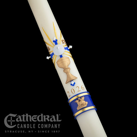 1-1/2" x 34" The Holy Eucharist Paschal Candle - Gerken's Religious Supplies