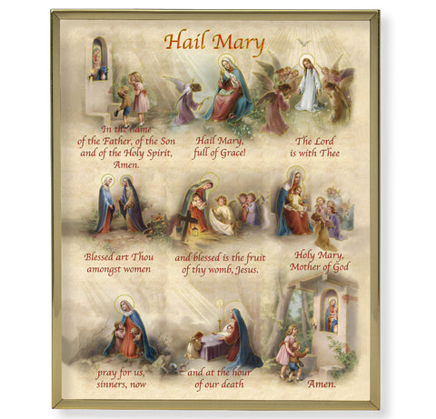 Hail Mary Gold Framed Plaque Art - Gerken's Religious Supplies