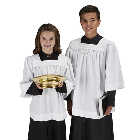 Altar Server Surplice - 3/4 Sleeve, Square Neck (SIZE 14-18) - Gerken's Religious Supplies