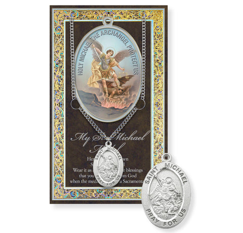 Saint Michael Biography Pamphlet and Patron Saint Medal - Gerken's Religious Supplies