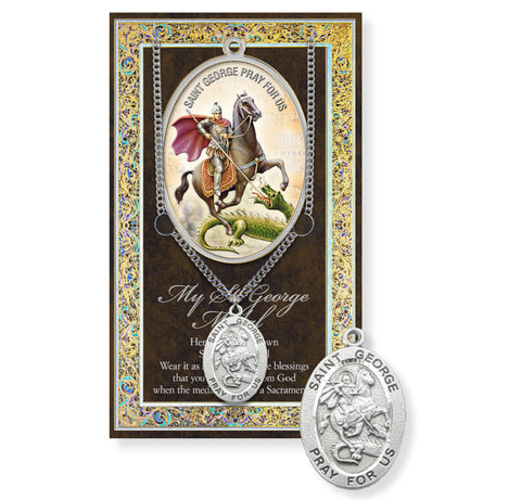 Saint George Biography Pamphlet and Patron Saint Medal - Gerken's Religious Supplies