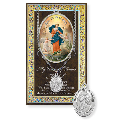 Our Lady Untier of Knots Biography Pamphlet and Patron Saint Medal - Gerken's Religious Supplies