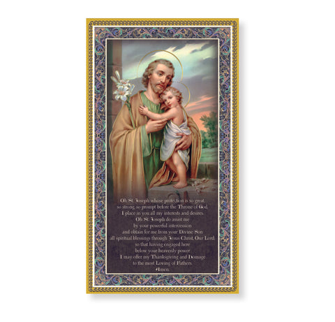 St. Joseph Gold Foil Wood Plaque - Gerken's Religious Supplies