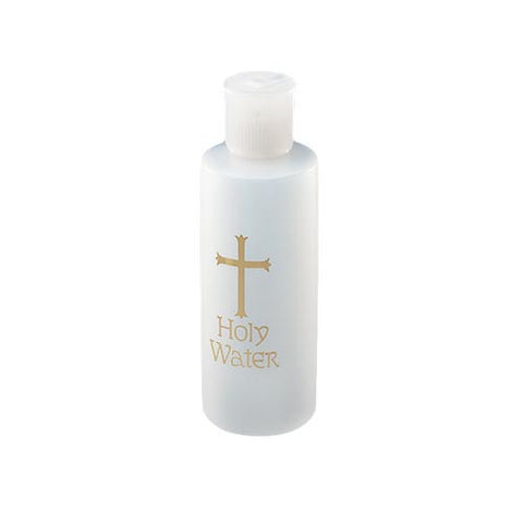 Round Holy Water Bottle with Cross - 4 oz. - Gerken's Religious Supplies