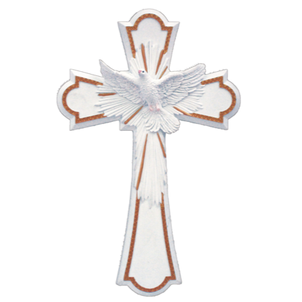 Holy Spirit Cross in White 8"