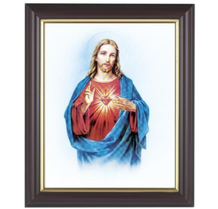 Sacred Heart of Jesus Picture in Walnut Frame - 8" X 10"