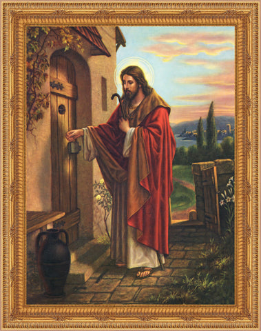 Jesus Knocking Framed Image 16" x 19" - Gerken's Religious Supplies