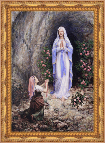 Our Lady of Lourdes Framed Image 16" x 19" - Gerken's Religious Supplies