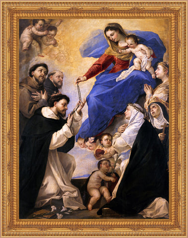 Our Lady of the Rosary Framed Image 16" x 19" - Gerken's Religious Supplies