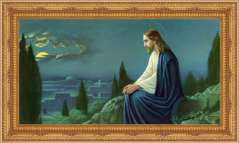 Christ on the Mountain of Olives Framed Image 16" x 19" - Gerken's Religious Supplies