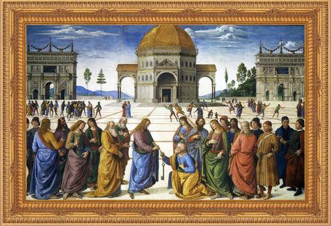 Christ Consigning the Keys to Saint Peter Framed Image 16" x 19" - Gerken's Religious Supplies