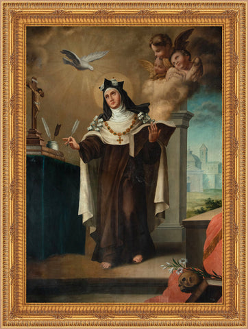 Saint Teresa of Ávila Receiving the Holy Spirit Framed Image 16" x 19" - Gerken's Religious Supplies