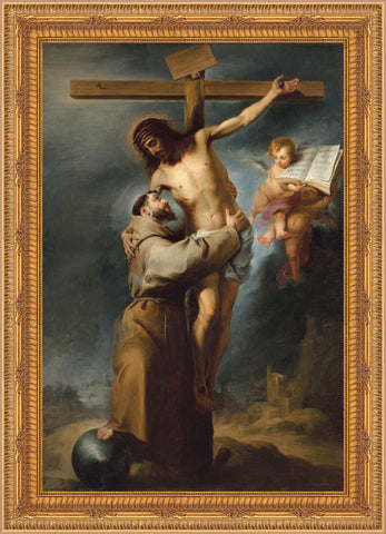 Saint Francis Embracing Christ on the Cross Framed Image 16" x 19" - Gerken's Religious Supplies