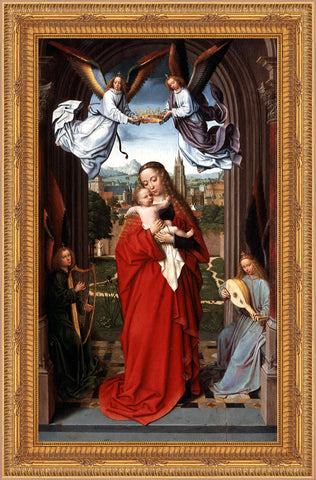 Virgin and Child with Four Angels Framed Image 16" x 19" - Gerken's Religious Supplies