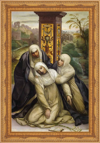 Stigmatization of Saint Catherine of Siena Framed Image 16" x 19" - Gerken's Religious Supplies