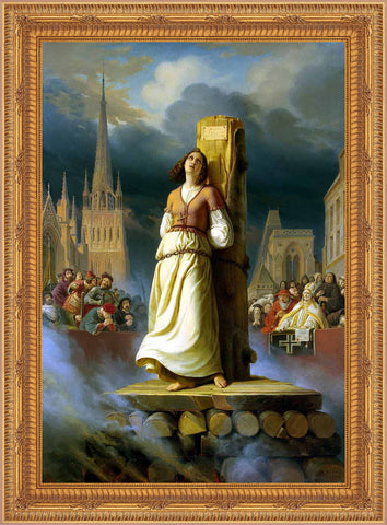 Saint Joan of Arc at the Stake Framed Image 16" x 19" - Gerken's Religious Supplies