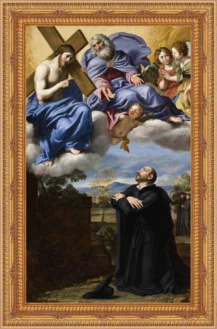 Saint Ignatius of Loyola?s Vision of Christ and God the Father at La Storta Framed Image 16" x 19" - Gerken's Religious Supplies