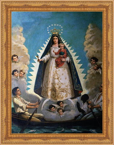 Our Lady of Charity (Nuestra Señora del la Caridad del Cobre) Framed Image 16" x 19" - Gerken's Religious Supplies