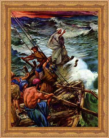 Jesus Stills the Tempest Framed Image 16" x 19" - Gerken's Religious Supplies