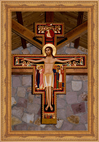 San Damiano Cross Framed Image 16" x 19" - Gerken's Religious Supplies