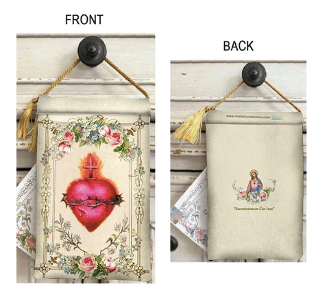 Sacred Heart White Pouch