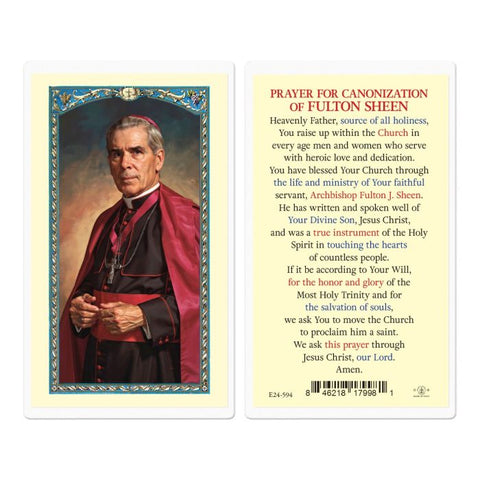Blessed Fulton Sheen Laminated Holy Card - Gerken's Religious Supplies