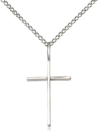 Cross Sterling Silver Pendant - Rhodium Chain - Gerken's Religious Supplies