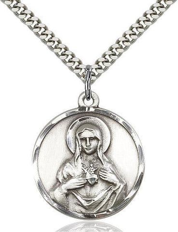 Immaculate Heart of Mary Sterling Silver Pendant - Gerken's Religious Supplies