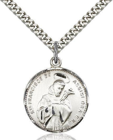 St. Francis of Assisi Sterling Silver Pendant - Gerken's Religious Supplies