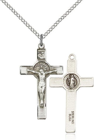 St. Benedict Crucifix Sterling Silver Pendant - Gerken's Religious Supplies