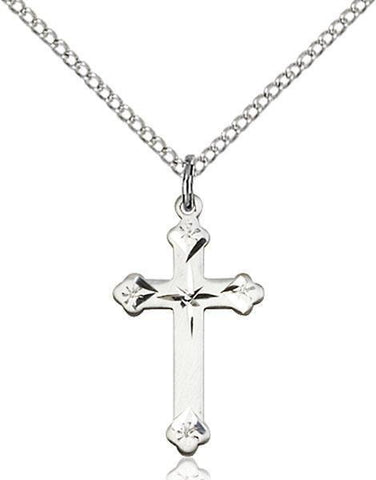 Plain Cross Sterling Silver Pendant - Sterling Silver Chain - Gerken's Religious Supplies