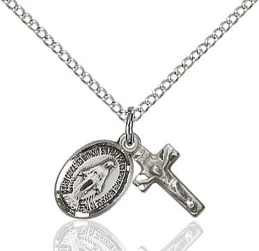 Miraculous Medal & Crucifix Sterling Silver Pendant - Gerken's Religious Supplies