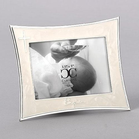 Silver and White Baptism Frame - Gerken's Religious Supplies