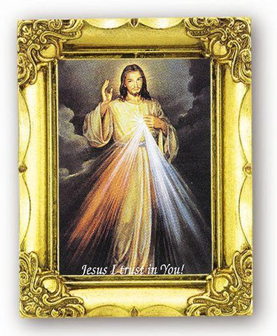 Divine Mercy Antique Gold Frame - 4.5" X 3.5" - Gerken's Religious Supplies
