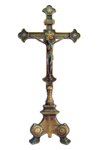 Standing Crucifix in Antiqued Brass 13" - Gerken's Religious Supplies