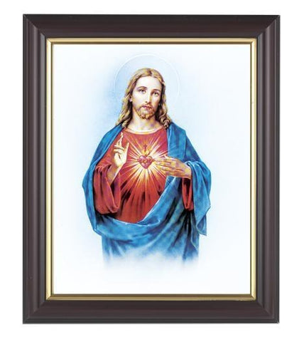 Sacred Heart of Jesus Picture in Walnut Frame - 8" X 10" - Gerken's Religious Supplies