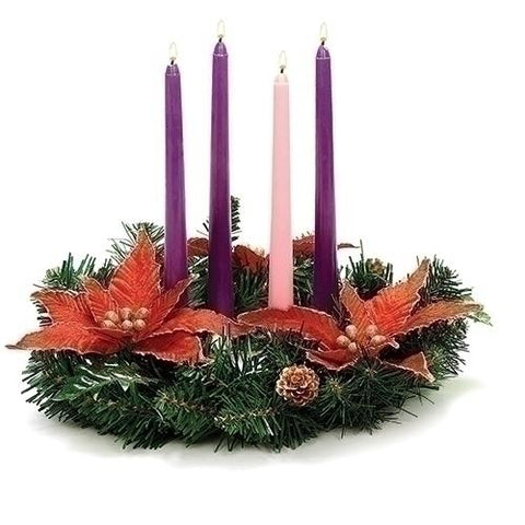 Poinsetta and Pine Advent Wreath
