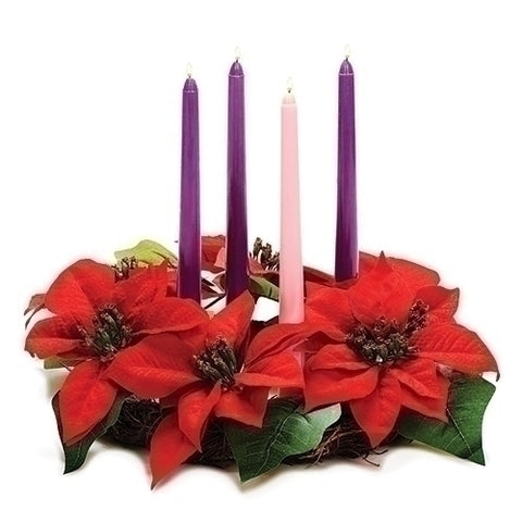 Red Poinsettia Advent Wreath - Gerken's Religious Supplies
