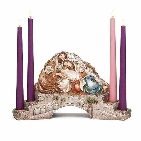 Advent Candle Holder with Sleeping Holy Family - Gerken's Religious Supplies