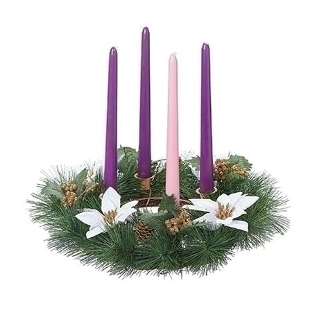 White Poinsettia Advent Wreath - Gerken's Religious Supplies
