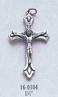 Oxidized Silver Rosary Crucifix 1-1/5" - Gerken's Religious Supplies