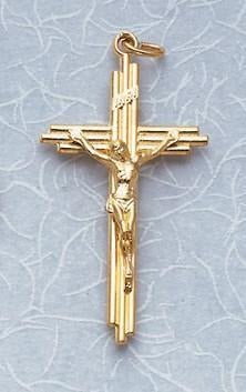Gold Plated Rosary Crucifix 2" - Gerken's Religious Supplies