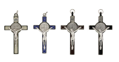 Large Blue St. Benedict Crucifix 3" - Gerken's Religious Supplies