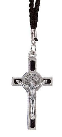 Small Black St. Benedict Crucifix on Cord - Gerken's Religious Supplies