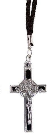 Small Brown St. Benedict Crucifix on Cord - Gerken's Religious Supplies