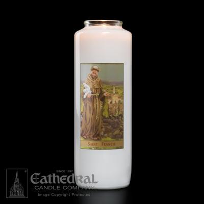 St Francis 6 Day Candle - Gerken's Religious Supplies