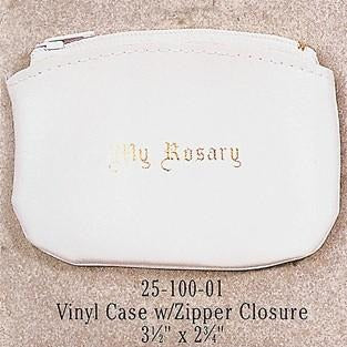 White Vinyl Rosary Case with Zipper - Gerken's Religious Supplies