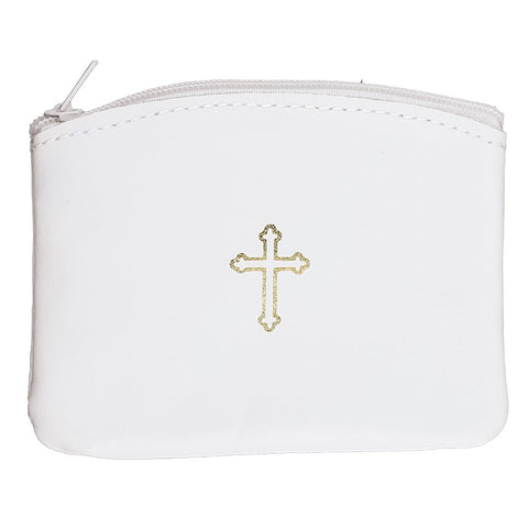 White Leather Rosary Case - Large - Gerken's Religious Supplies