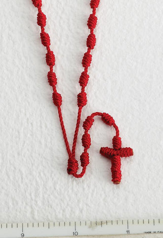 Red Knotted Cord Rosary - Gerken's Religious Supplies