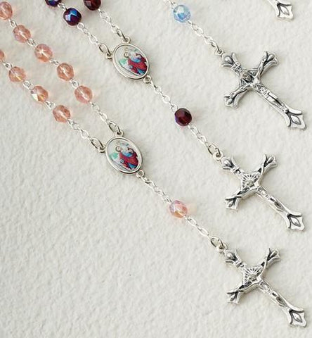 Pink St. Christopher Auto Rosary - Gerken's Religious Supplies